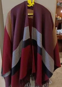 Striped Poncho Cape Sweater