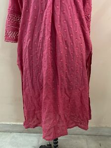 Chic Pink Textured Kurta