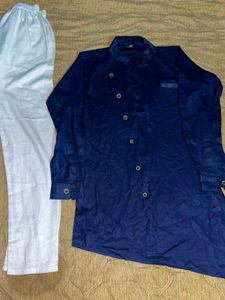 Boys Blue Kurta With White Pajama