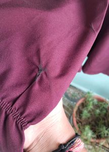 Shein Burgundy Bow Tie Neck Blouse