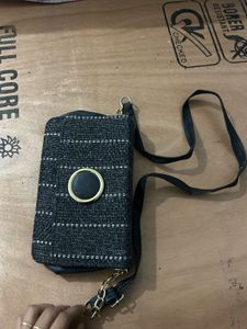 Stylish Black Woven Crossbody Bag