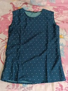 Teal Polka Dot Sleeveless Top