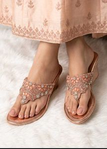 Sparkling Rose Gold Embellished Sandals