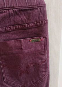 Maroon Colored Comfortable Jeans