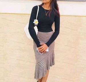 Checked Midi Skirt