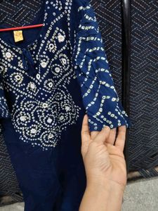 Navy Blue Bandhani Kurta Set