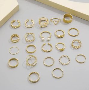 Assorted Gold Tone Stackable Rings Set of 22