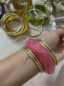 Chunky Resin &amp; Gold Bangle Set of 5