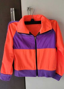 Bright Orange Joggers with Purple Stripes
