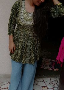 Green Printed Kurta