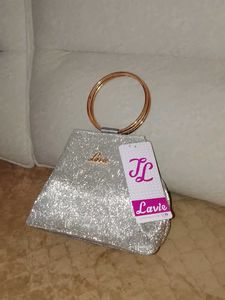 Lavie Silver Glitter Clutch