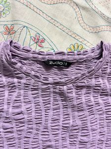 Zudio Purple Smocked Long Sleeve Top