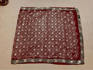 Maroon full work Saree with blouse