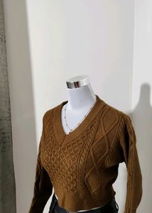 Ribbon Back Crop Knit Sweater