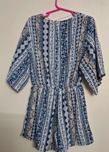 Boho Print Romper with Tassels