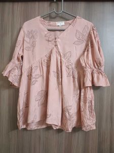 Stylish Pink Floral Print Tunic Top