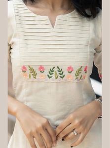 White Kurta with Floral Embroidery