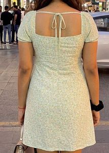 Cute Floral Print Puff Sleeve Dress