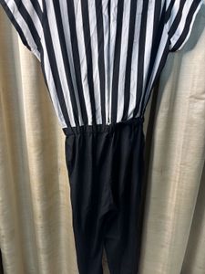 Black and White Striped Jumpsuit