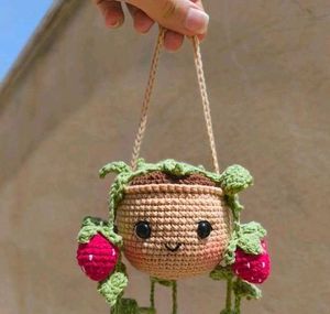 Handmade Crochet Strawberry Plant Decor