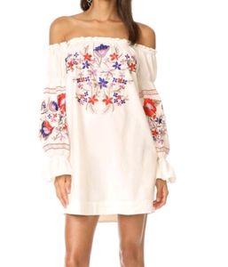 New Authentic Embroidery Offshoulder Dress
