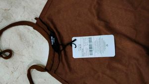 Brown Halter Neck Crop Top