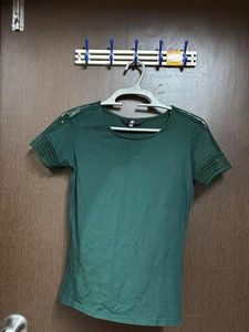 Green Lace Sleeve T-Shirt
