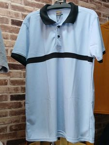 Light Blue Polo T-Shirt with Black Stripe