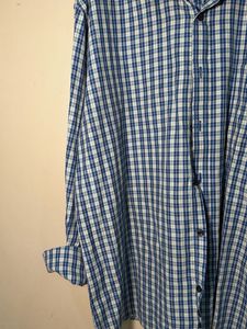 Men's Blue Plaid Button-Down Shirt
