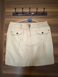 Casual Beige Cargo Skirt