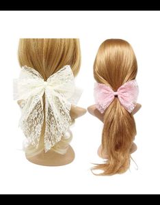 White And Baby Pink Hair Bow Alligator Clip