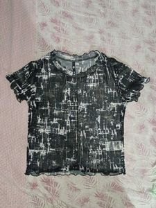 Sheer Graphic Print Top