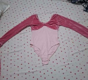 Pink Velvet Bow Detail Long Sleeve Top