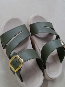Olive Green Buckle Sandals