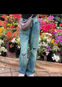 Distressed Blue Denim Jeans