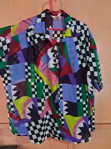 Vibrant Abstract Print Short Sleeve Shirt