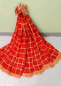 Red Bandhani Saree