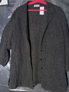 Charcoal Grey Linen Blend Suit Set