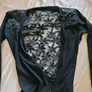 Lace embroidery shrug