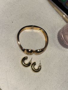 Golden Bracelet & Hoop earrings ComboSet