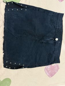 Distressed Denim Mini Skirt