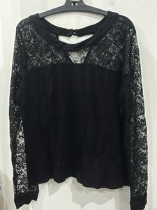 Chic Black Lace Sleeve Top