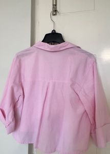 Pink Button-Up Cropped Shirt
