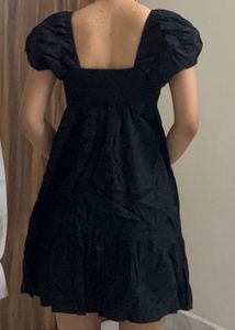 Chic Black Puff Sleeve Mini Dress