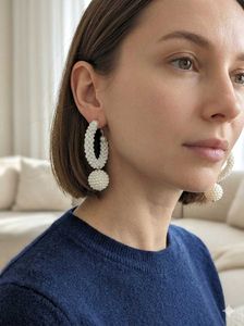 White Pearl Hoop Earrings