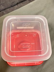 Square Food Storage Container with Red Lid