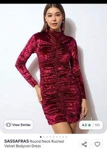 Non negotiable Red Velvet Ruched Dress