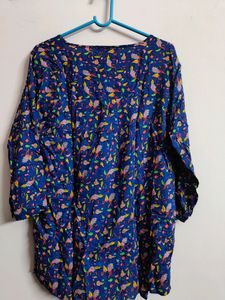 Blue Peacock Printed Top