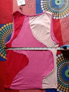 Stylish Pink Color Block Tank Top