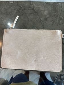 White Faux Leather Clutch with Strap
